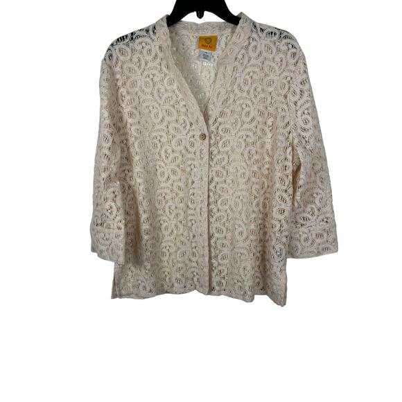 Ruby Rd. Women's Cream Lace Cardigan - Picture 1 of 3